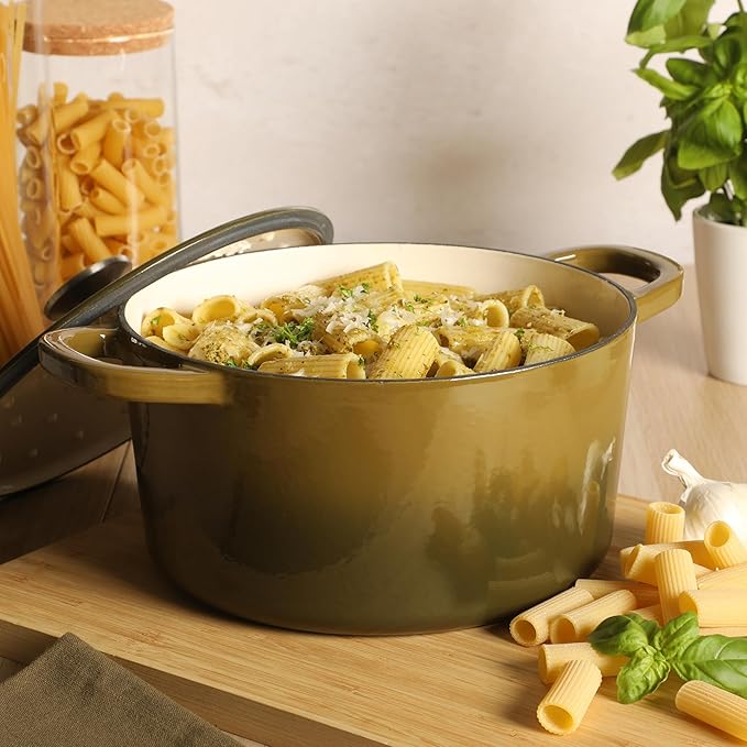 Crock Pot Artisan 5-Quart Round Cast Iron Dutch Oven Pot With Lid - Gradient Sage Green