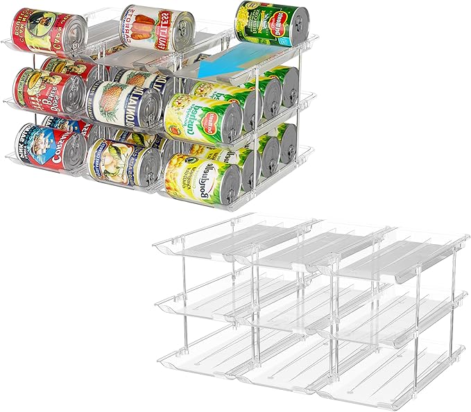 Can Organizer For Pantry 6 Tier*3 Canned Food Goods Organizer For Cabinet Clear Automatic Rolling Can Storage Organizer Pantry Holders Rack