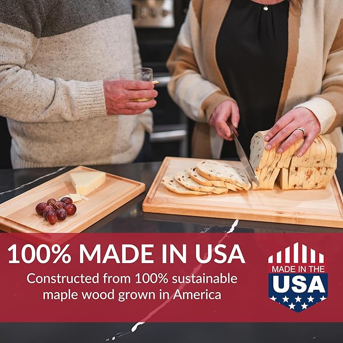 Maple Wood Cutting Board - Made in USA - Butcher Block Solid Wood by Virginia Boys Kitchens