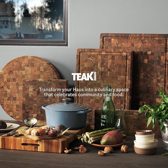 Teakhaus Butcher Block Carving Board - Medium Thick Cutting Board with Juice Groove - Holiday Gift Ideas for Men and Women - Gift-Ready End Grain Wood, Knife Friendly - FSC Certified