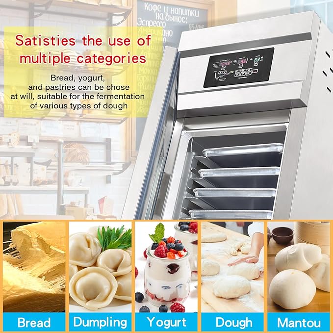 Kolice Commercial Auto Dough Baking Proofer Machine,Baking Equipment,Food Preserver Integrated Cooling,Thawing,Keep Fresh and Fermentation Function-18 Tray,650L,Temperature Range: 0C to 45C