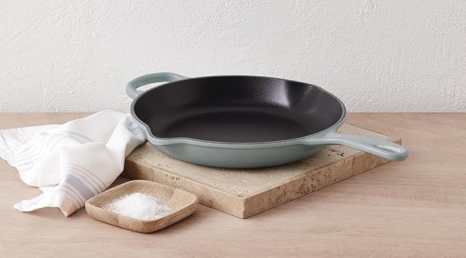 Le Creuset Enameled Cast Iron Signature Iron Handle Skillet, 10.25", Sea Salt