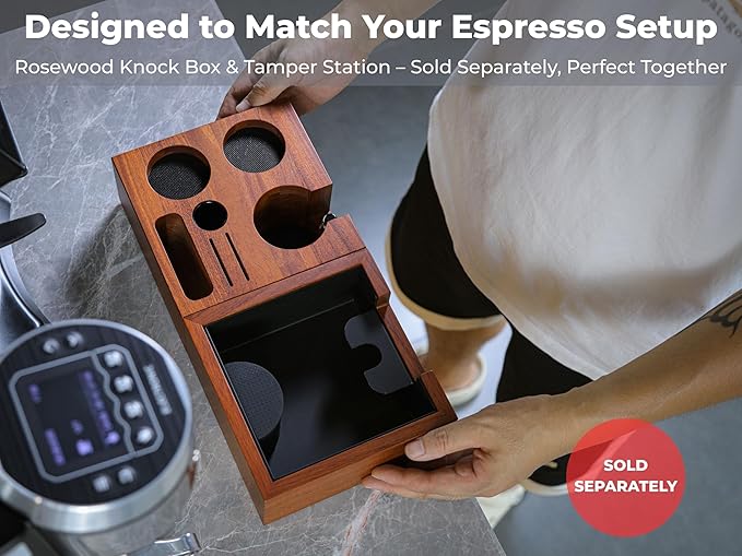 Espresso Accessories Organizer Box 58mm Espresso Tamping Station Rosewood Espresso Tools Stand for Tamper, Portafilter, Distributor, Funnel, WDT and Filter Basket