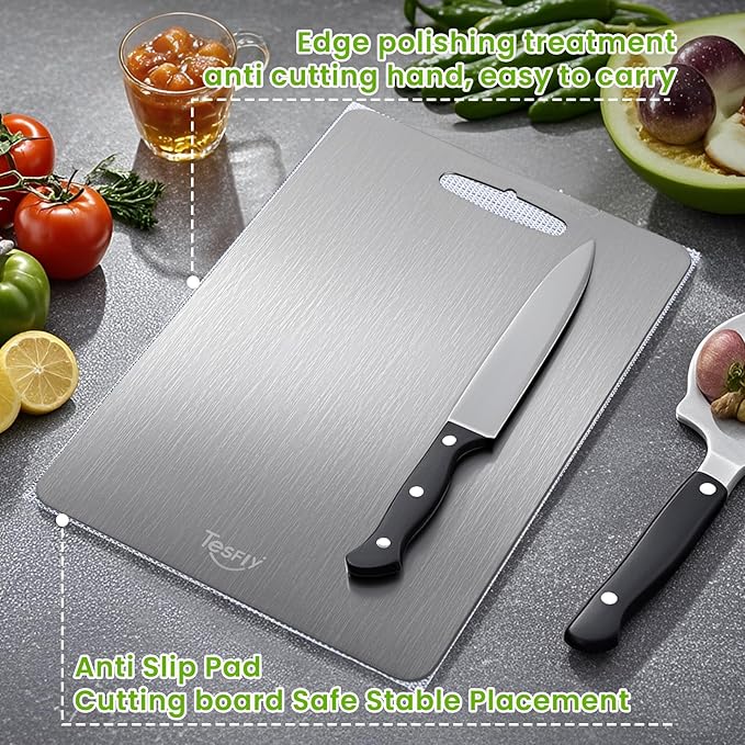 2 PCS Titanium Cutting Board,Cutting Boards For Kitche,Easy to clean, Double-sided food-grade Board For Meats, Fruits And Vegetables (17 * 11)
