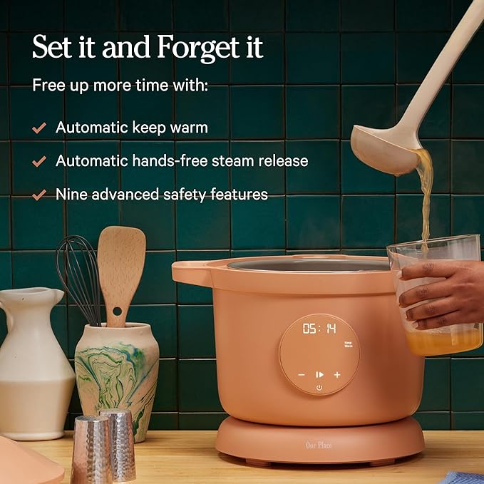 Our Place Dream Cooker | 6 Qt Ceramic Nonstick Multicooker & Pressure Cooker with Touchscreen Controls & Auto Steam Release | 4 Modes: Pressure Cook, Sauté/Sear, Slow Cook & Warm | Spice