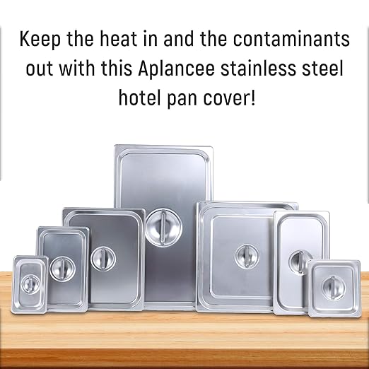 Aplancee Hotel Pan Lids 6 Pack– Fits 1/4 Size Stainless Steel Steam Table Pans, Anti-Jam Food Pan Cover for Catering, Buffet Use, Kitchen Prep, Dishwasher Safe