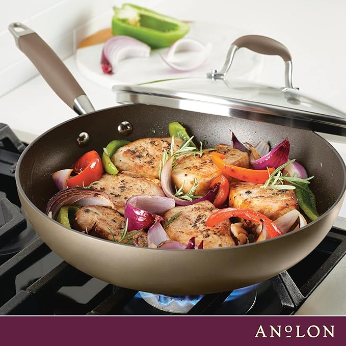 Anolon Advanced Home Hard-Anodized Nonstick Skillets (12-Inch with Lid, Bronze)