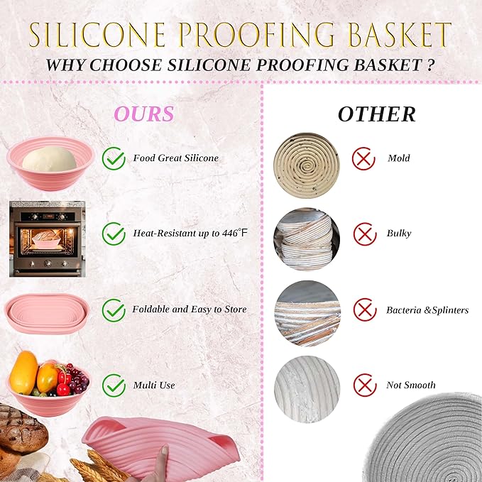 Sourdough Starter Kit, Sourdough Bread Baking Supplies, Sourdough Kit, Bread Making Tools and Kit, Bread Proofing Baskets, Sourdough Starter Jar, Beginner Friendly Sour Dough Kit (Cute Pink)