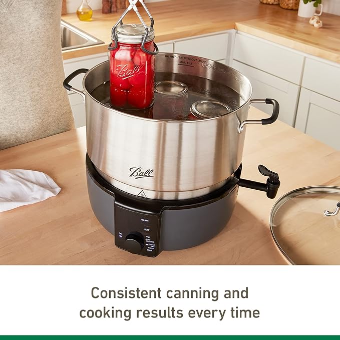 Ball EasyCanner Electric Water Bath Canner, 21-Quart Capacity, Automated Heating, Multicooker & Steamer Functionality