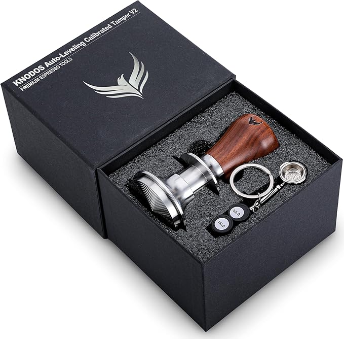 58.5mm Espresso Tamper – Rosewood Handle, Self-Leveling & Double Spring Loaded Calibrated Design Fits 58mm Portafilters for Precise Consistent Shots