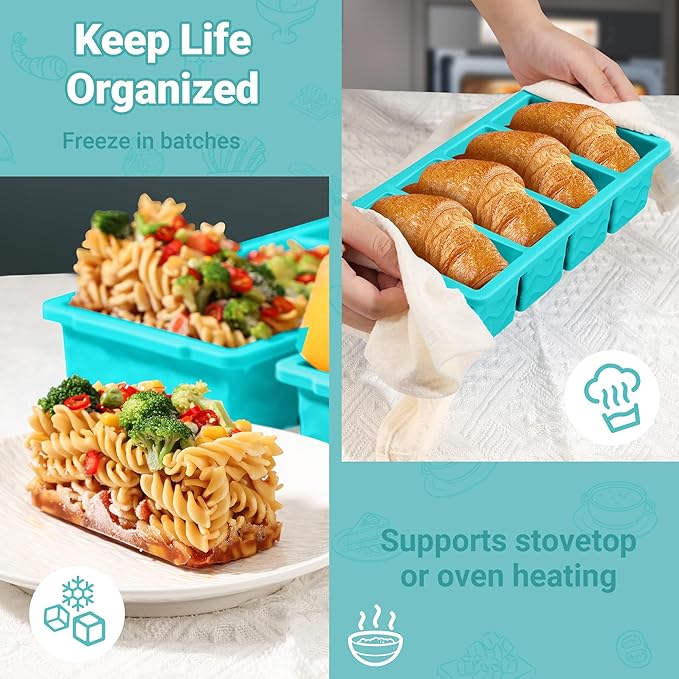 Silicone Freezer Molds for Soup with Lid – 1-Cup Soup Container Style Ice Cube Trays for Freezer, Meal Prep & Food Storage, Freeze 250mL/125mL Portions – 4 Pack