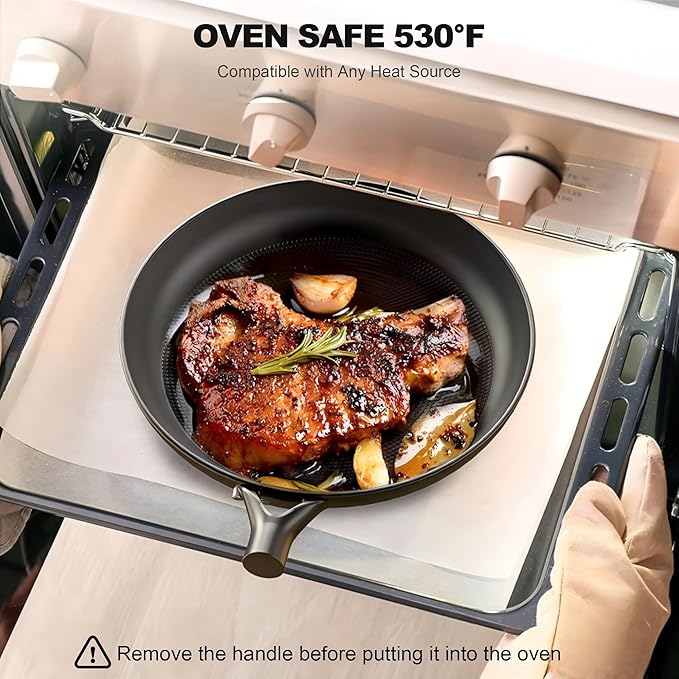 8" Cast Iron Skillets, Non Stick Frying Pan with Removable Handle, Oven & Dishwasher Safe Cooking Pan Compatible with All Stovetops for Women and Men