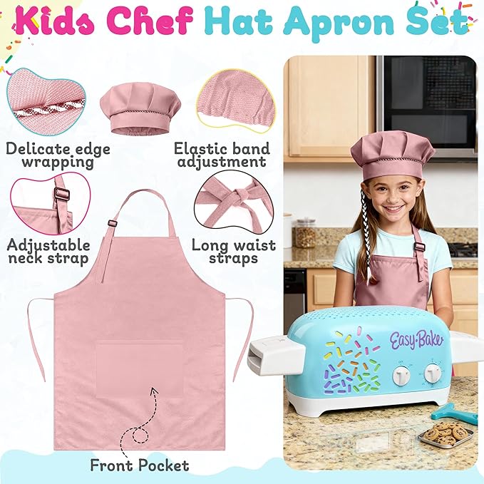 Ultimate Easy Baking Oven Bundle For Kids With 20 Items - Oven, 2 Refill Mixes, Apron, Hat, 2 Bowls, Spatula, Whisk, 9 Stickers, Baking Pan & Tool (Passionate Pink Bundle)