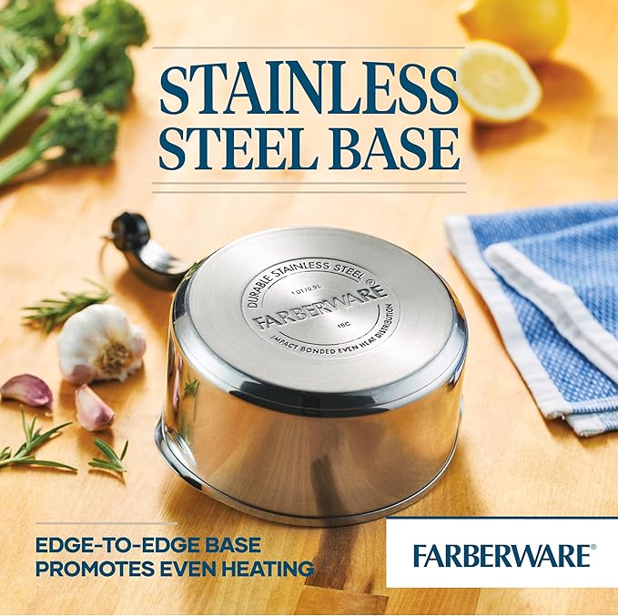 Farberware Classic Stainless Steel 1-Quart Covered Straining Saucepan