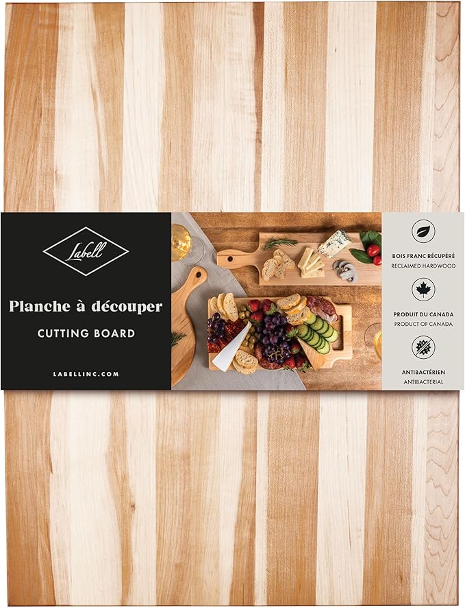 Labell Large Canadian Maple End Grain Cutting Board, Large Chopping Board for Food Prep, Natural & Durable for Charcuterie, Serving & Styling - 18" x 24" x 0.75"