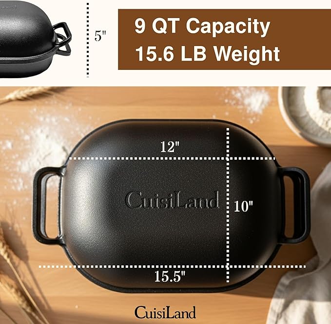 Cuisiland Large Heavy Duty Pre-seasoned Cast Iron Bread & Loaf Pan - A perfect way for baking