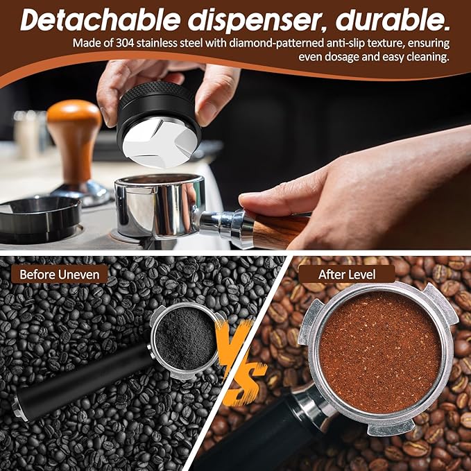 7 Pcs Espresso Accessories Kit, 51 mm Coffee Tamper Set Espresso Machine Accessories Coffee Tamper Wdt Tool Dosing Funnel Puck Screen Brush Tamping Station for 51 mm Barista Tools