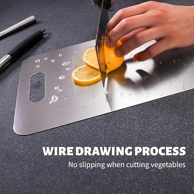 Oversized cutting board,Titanium Cutting Board，New Upgrade Pure Titanium Cutting Boards For Kitchen, 1 Pack Double Sided Medical-grade Cutting Mat, Stainless Non Stick Chopping Board(23.6 * 15.7inch)