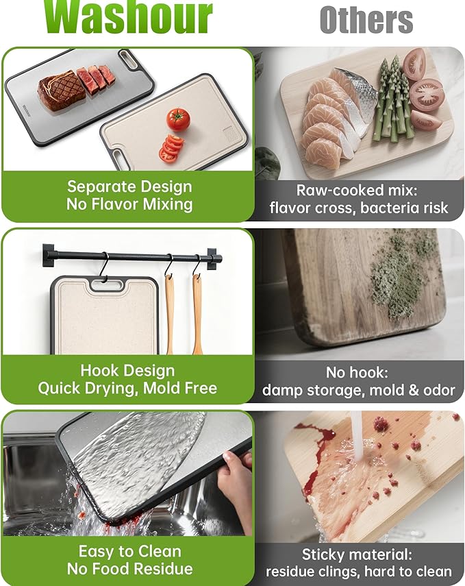 Titanium Cutting Boards for Kitchen, Non Toxic 2-in-1 Cutting Board Double Sided, Food Grade Chopping Boards for Fresh Meat Vegetable, Easy to Clean Large Size 18”×12”