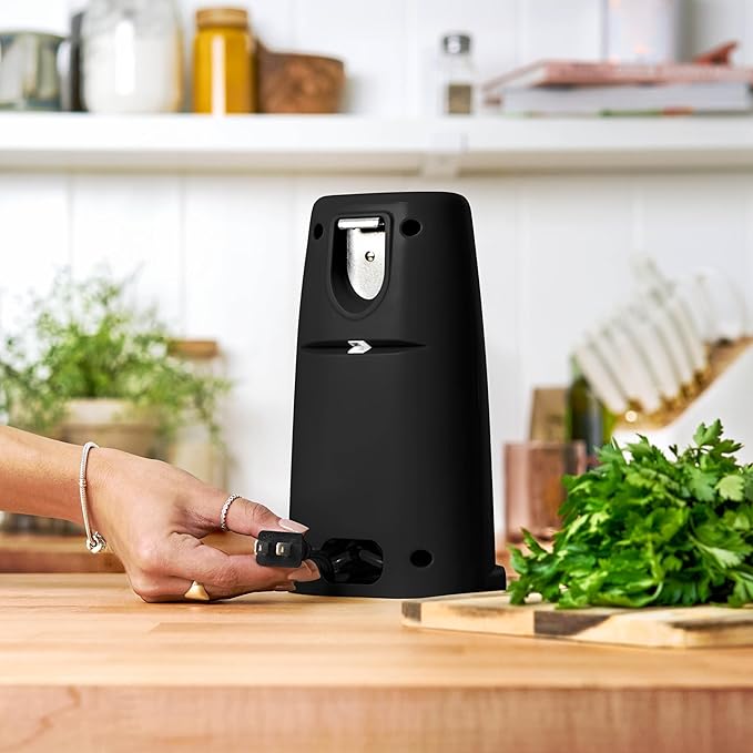 Electric Can Opener by Drew Barrymore, Stainless Steel Blade, Auto-Turn Feature (Black Sesame), 1