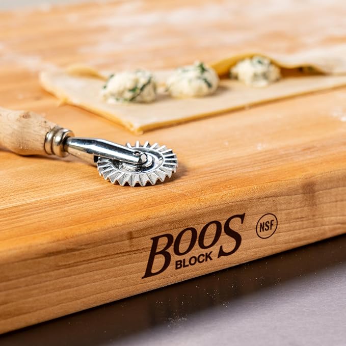 John Boos R-Board Series Rectangular Wooden Maple Cutting Board 24”x18” – 1.5” Thick, 18-lb Reversible Butcher Block with Edge-Grain & Finger Grips – Made in the USA