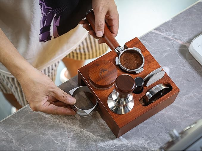 54mm Espresso Tamping Station For Breville Espresso Machine Accessories Rosewood Tamper Stand & Portafilter Holder