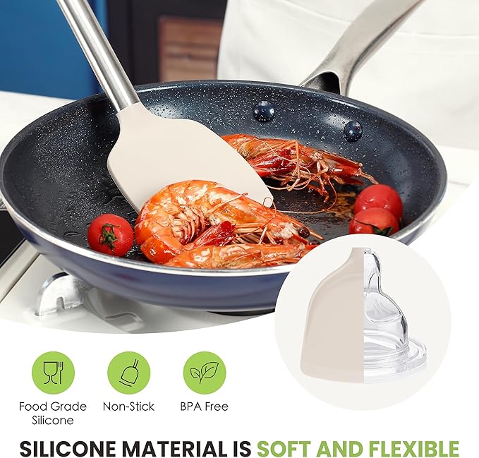 Cooking Utensils Set, 35Pcs Silicone Kitchen Utensils Set with Holder, 446°F Heat Resistant Food Grade Spatula Set, BPA Free Kitchen Gadgets for Non-stick Cookware, Easy to Clean (Khaki)