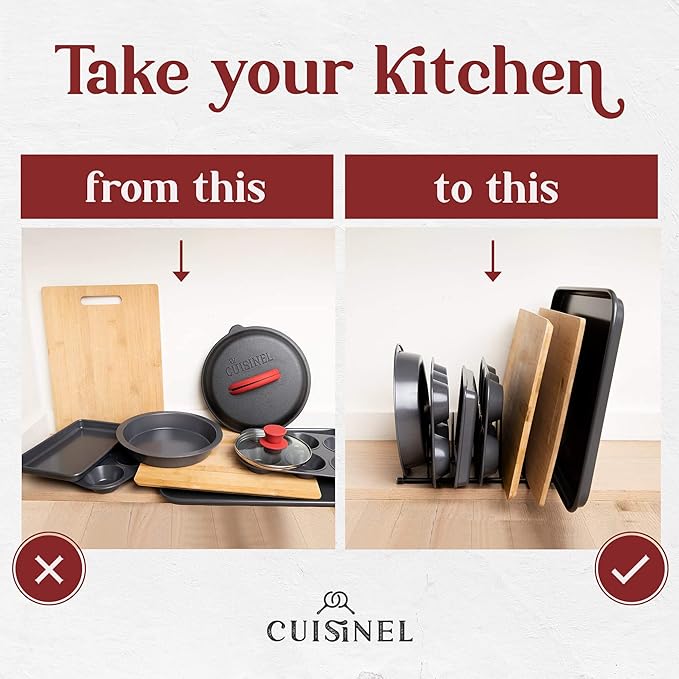 Cuisinel POT LID AND DISH ORGANIZER RACK - MATTE BLACK KITCHEN STORAGE/ORGANIZATION STA
