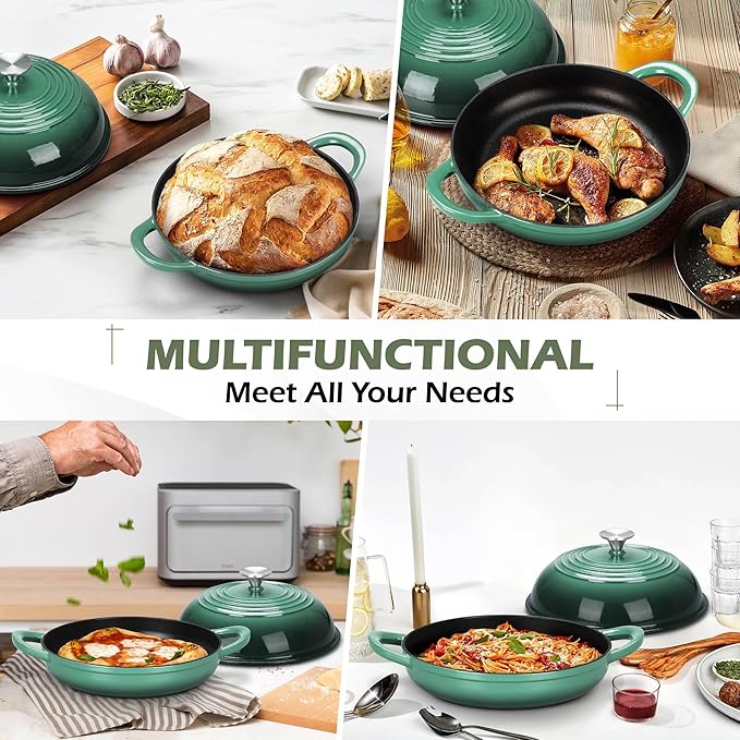 Bread Dutch Oven for Sourdough Baking (5.5 QT), Joyfair Enameled Cast Iron Dutch Oven Pot with Lid, Sourdough Bread Pan with Dual Handles, Non-Stick & Even Heat, Oven-safe up to 500°F, Olive Green