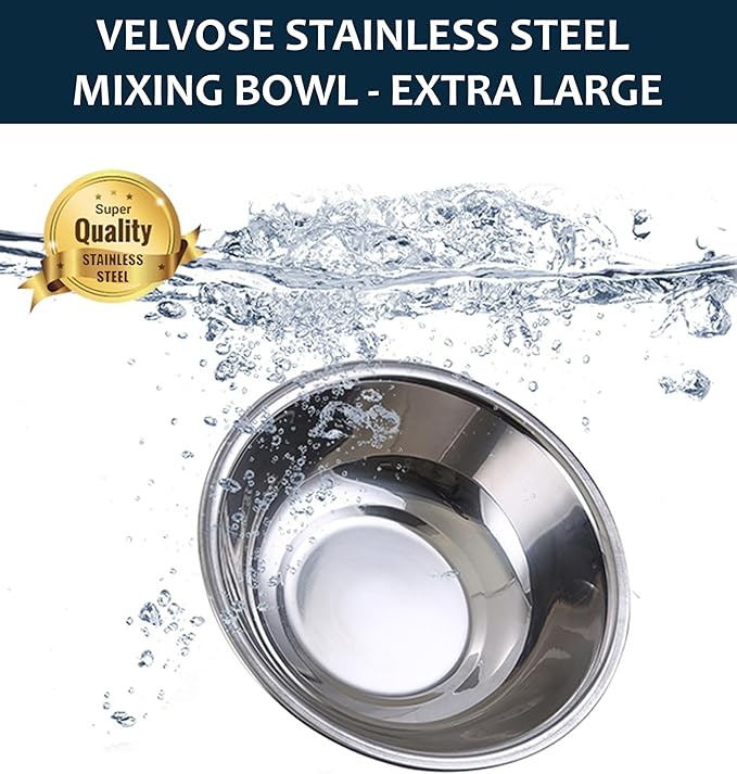 Stainless Steel Mixing Bowl Extra Large, 23-Quart, 20 inch (Diameter), 6.1 inch (Height) Mixing Bowl 20", Set of 5