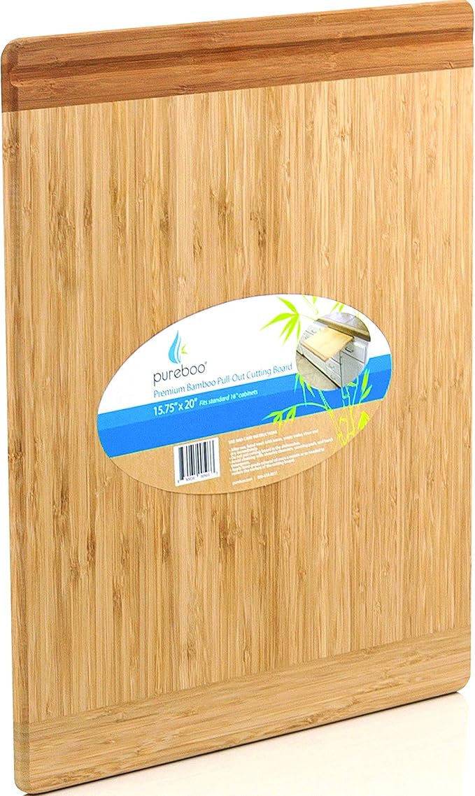 Pureboo Premium Bamboo Pull-out Cutting Board - 8 Different Sizes to Fit Most Standard Slots 15.75"W x 20"D x 3/4"H