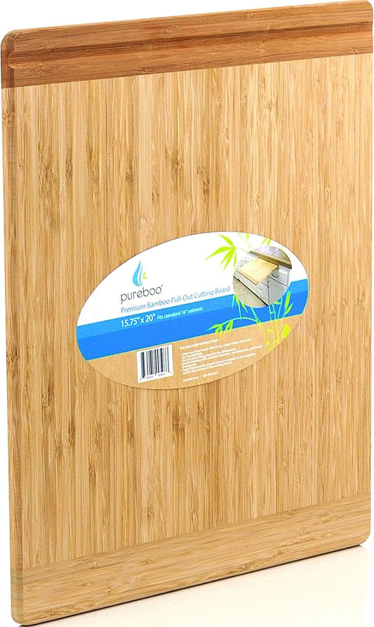 Pureboo Premium Bamboo Pull-out Cutting Board - 8 Different Sizes to Fit Most Standard Slots 15.75"W x 20"D x 3/4"H