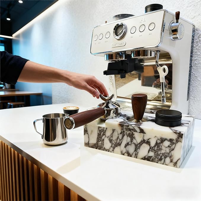 Coffee Press Pad Natural Marble Holder Espresso Coffee Machine Handle Organiser Plate Powder Hammer Storage Stand Tamper Mat Barista Tool Home Kitchen Coffee Shop Station (cofe pro)