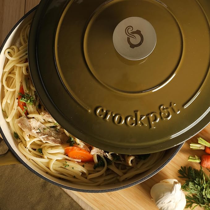 Crock Pot Artisan 7-Quart Round Cast Iron Dutch Oven Pot With Lid - Gradient Sage Green