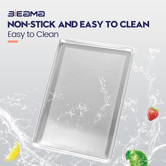 12 Pack Full Size 26" x 18" Aluminum Baking Sheet Pan Perforated, Commercial Bakery Equipment Cookie Sheets, NSF Approved Baking Tray