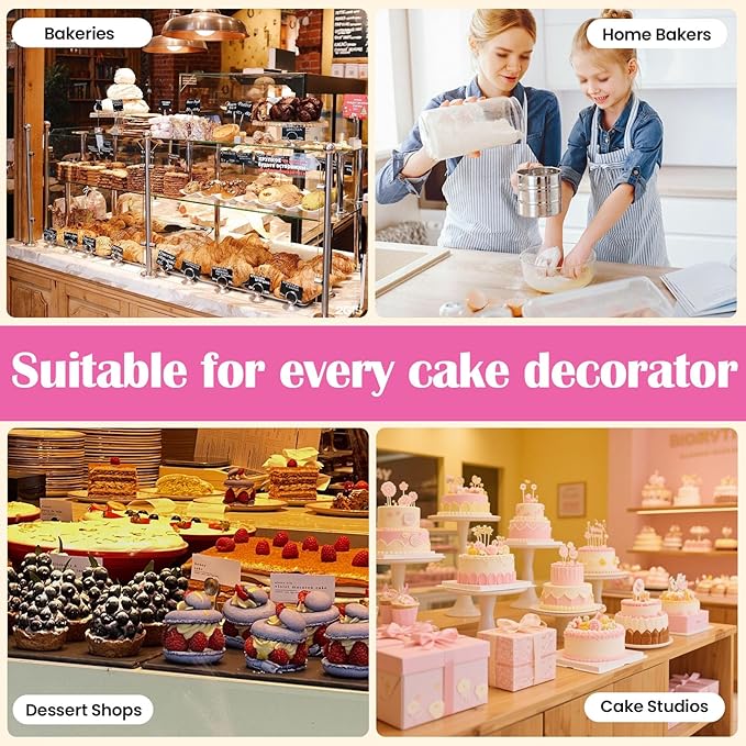 Cake Decorating Machine, Automatic Cake Cream Frosting Machine,Cake Icing Machine with Adjustable Scraper, for 4" to 12" Cake, 60-320rpm for Cake Dessert Shops, Home (Pink)