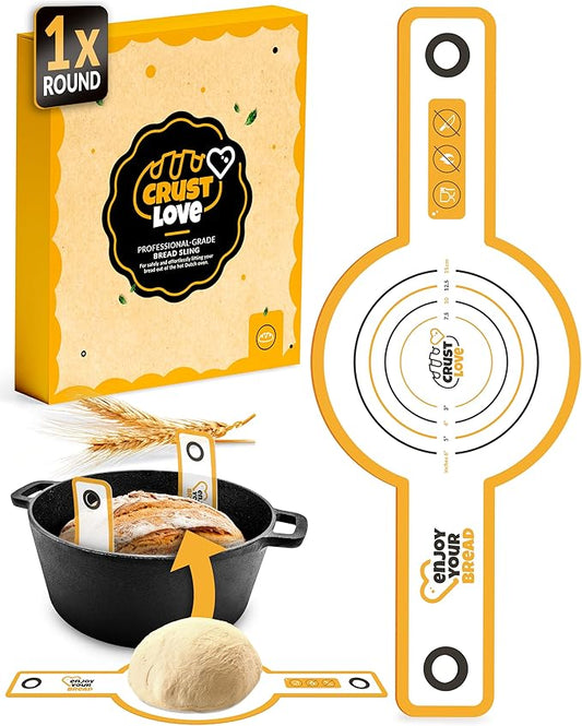 Silicone Bread Sling for Dutch Oven – Non-Stick Sourdough Sling & Baking Mat – Reusable & Easy to Clean – Heat Resistant to 480°F – Silicone Sourdough Sling for Artisan Bread Baking Supplies