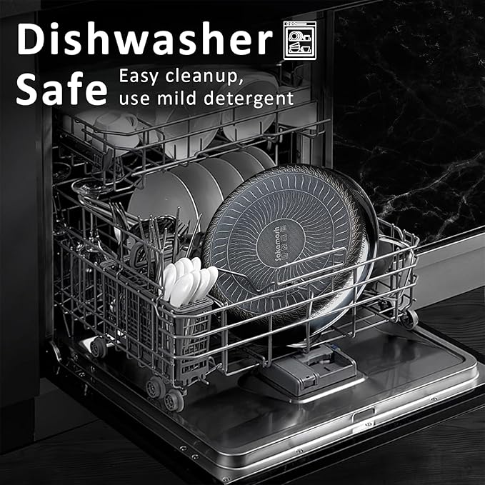 8" Non Stick Frying Pans, Hybrid Ceramic Stainless Steel Pan, Skillet with Stay-Cool Handle, Non Toxic, PFAS PFOA PTFE Free, Dishwasher & Oven Safe, Induction, Compatible with All Cooktops