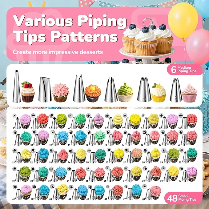 Cake Decorating Tools Supplies Kit: 164pcs Baking Accessories, Dessert Piping Syringe and Icing Tips Set - Puffs Cupcake Frosting Piping Bakery Set for Adults Beginners or Professional, Pink