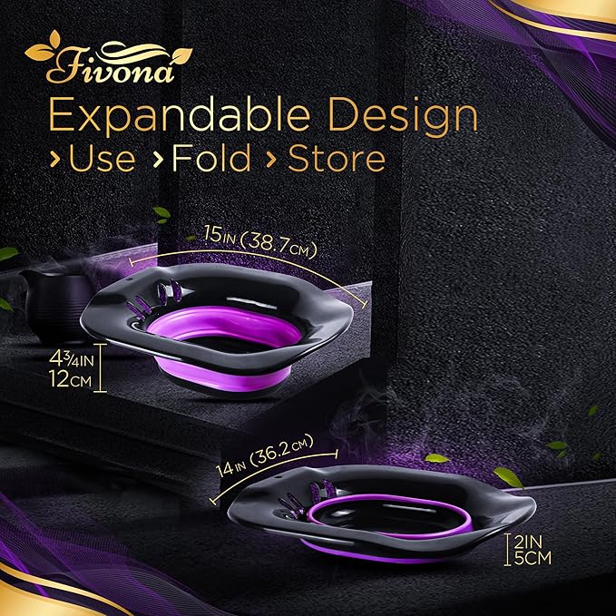 FIVONA 4 in 1 Yoni Steam Kit Black - Foldable Over The Toilet Steamer Seat with Herbal Blend, Storage Bag and Steam Gown - Effective Detox pH Balance Cleansing and Relaxation