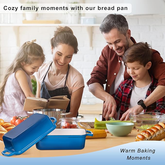 Cast Iron Loaf Pan with Lid, Loaf Pans for Baking Bread 9x5 Inch, Bread Baking Pan for Homemade Bread|Sourdough with Golden Crispy Crust (Marseille)