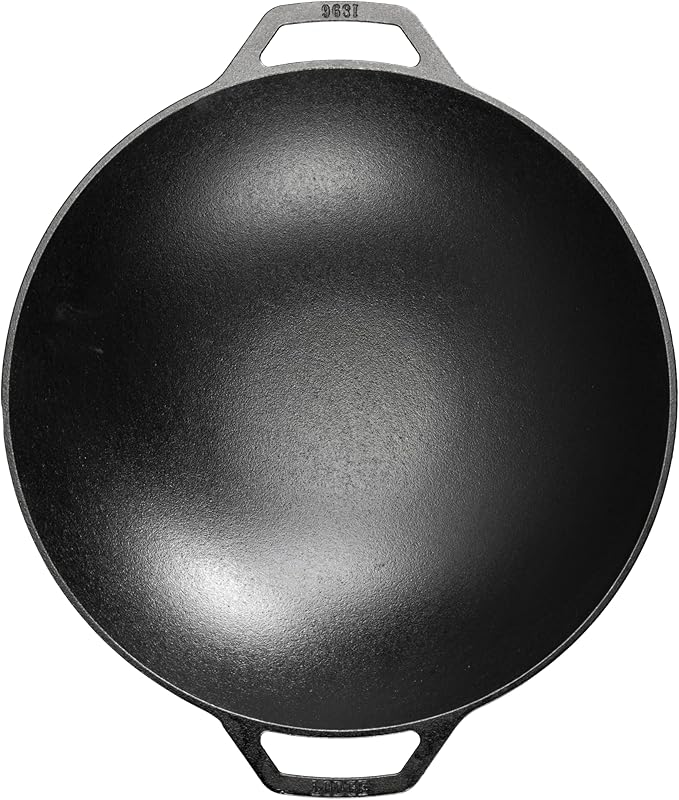 Lodge Pre-Seasoned Cast Iron WOK - Dual Assist Handle - Use in the Oven, on the Stove, or on the Grill - 14 Inch