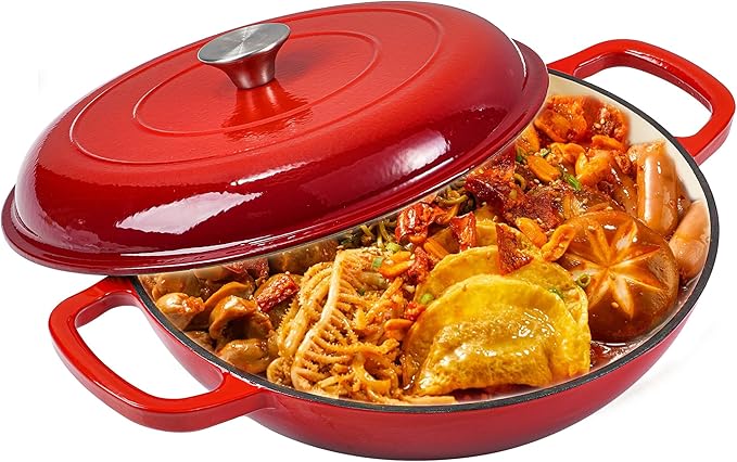Vivicreate 3.5 Quart Enamel Cast Iron Dutch Oven Pot with Lid – Enameled Cookware for Baking, Roasting, and Braising – Durable Cast Iron Pot for Stove Top and Oven Use