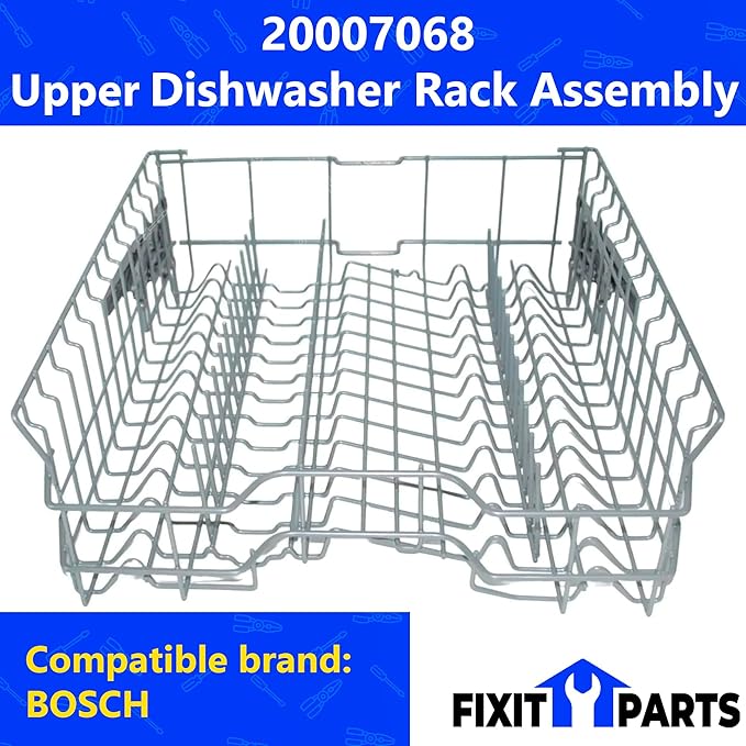 US-Based Supplier – 20007068 Upper Crockery Dishrack Assembly works with Bosch Dishwashers – 21 7/8" Deep – Replaces 00689365, 00689874, 00689879, 00689998, 00770086, 00770772 and more