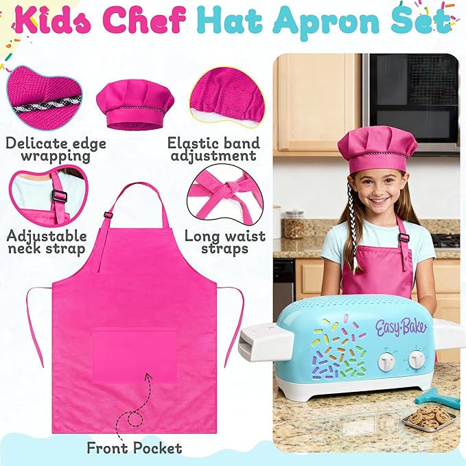 Ultimate Easy Baking Oven Bundle For Kids With 20 Items - Oven, 2 Refill Mixes, Apron, Hat, 2 Bowls, Spatula, Whisk, 9 Stickers, Baking Pan & Tool (Heroic Hot Pink Bundle)
