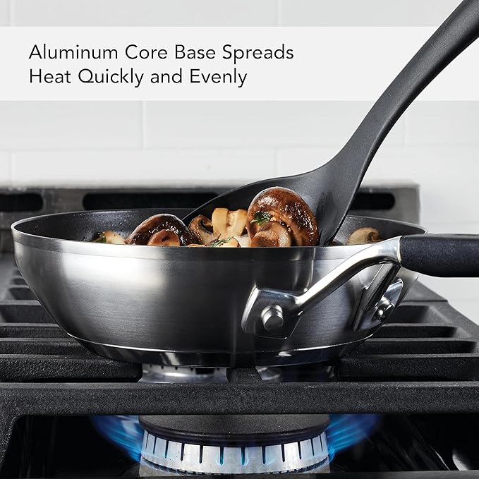 KitchenAid Stainless Steel Nonstick Frying Pans/Skillet Set, 9.5 Inch and 12 Inch - Brushed Stainless Steel