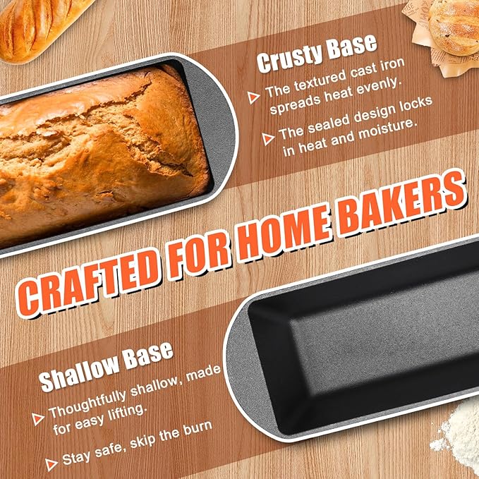 QuliMetal 14×5.5 Bread Loaf Pan, Oval Cast Iron Bread Pan With Lid,Sourdough Artisan Bread Baking Pan, Pre-Seasoned, 3.2QT, With Sourdough Starter Kit, Sourdough Artisan Bread Baking Pan