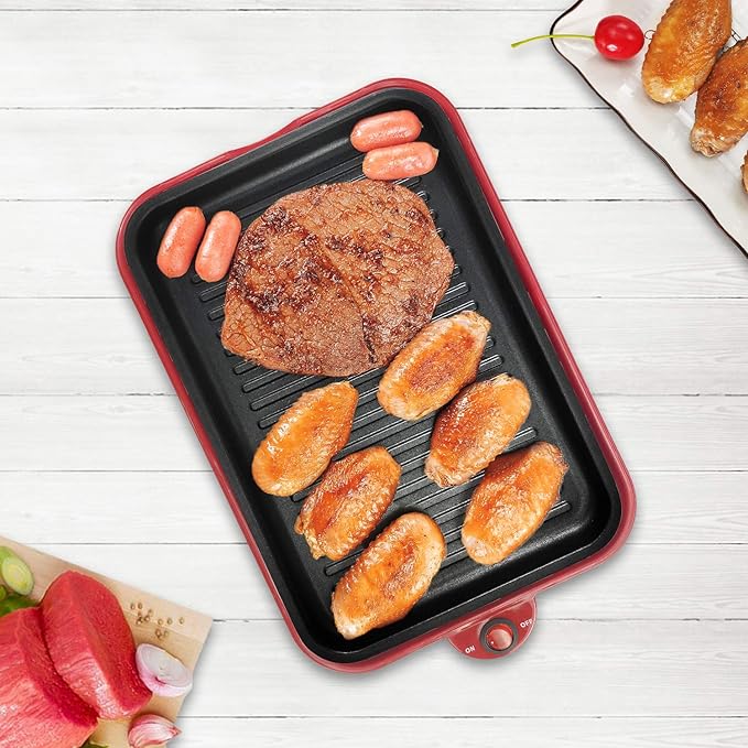 Multifunction Nonstick Baking Maker with 3 Interchangeable Baking Plates for Grill,Pan Cake and Cake Pops,Takoyaki Maker.RED
