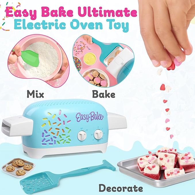 Ultimate Easy Baking Oven Bundle For Kids With 20 Items - Oven, 2 Refill Mixes, Apron, Hat, 2 Bowls, Spatula, Whisk, 9 Stickers, Baking Pan & Tool (Passionate Pink Bundle)