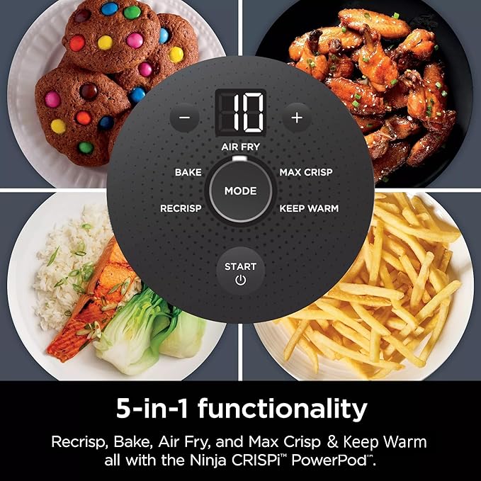 Ninja Crispi 5-in-1 Portable Glass Air Fryer Cooking System, 1500W, 6-Cup, 4-Quart & 2.5-Quart TempWare Containers With Lids, Microwave, Freezer & Dishwasher Safe, Blue, FN103CO (Renewed)